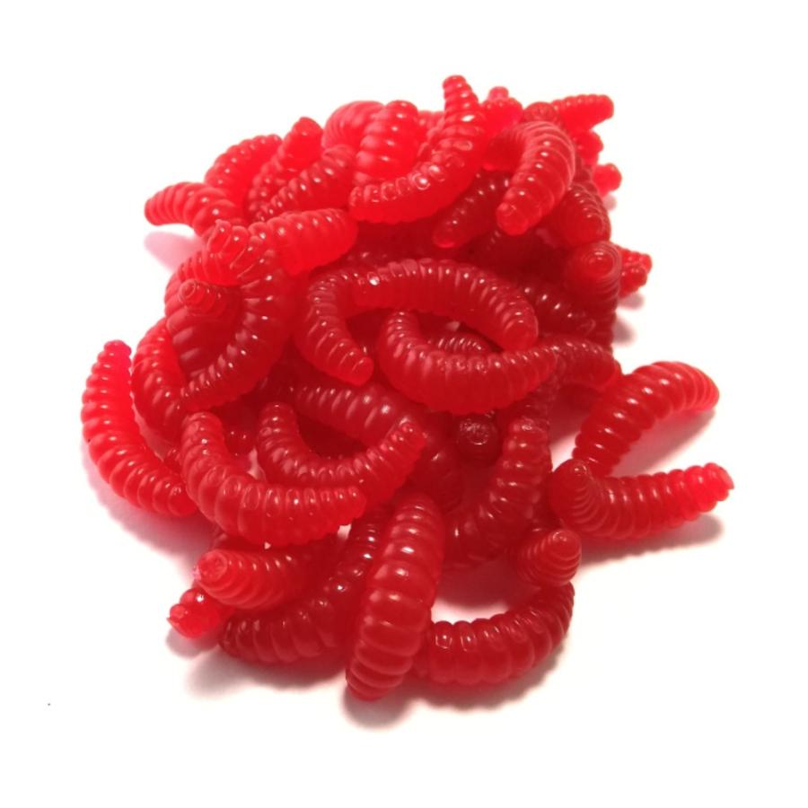 ぶどう虫 ソフトワーム ブドウ虫 赤色 50個 - 艶のある質感 : 雑貨販売