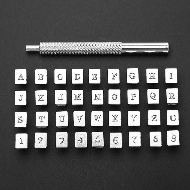 レザークラフト 文字スタンプセット 幅 3mm 36種類 - アルファベット
