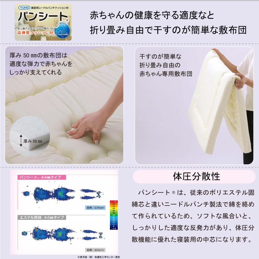 ベビー布団 洗える 敷布団 敷布団のみ 防水シーツ 付 70×120cm 厚み 5cm 保育所  お昼寝 出産祝い 入園準備の画像