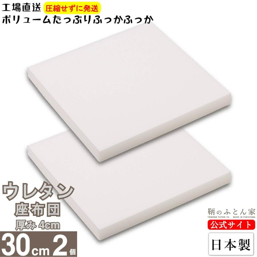 648円 在庫限り 座布団 ウレタン 30cm 角 厚さ 4cm 2枚 日本製 入園 入学 保育園 幼稚園 用 ヌードクッション 中身