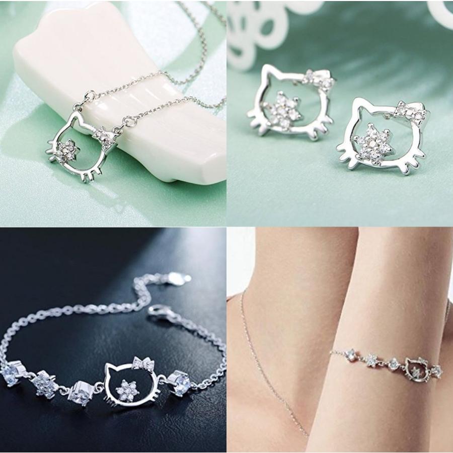 猫雑貨 S925シルバー 猫モチーフ ブレスレット・ネックレス・ピアス