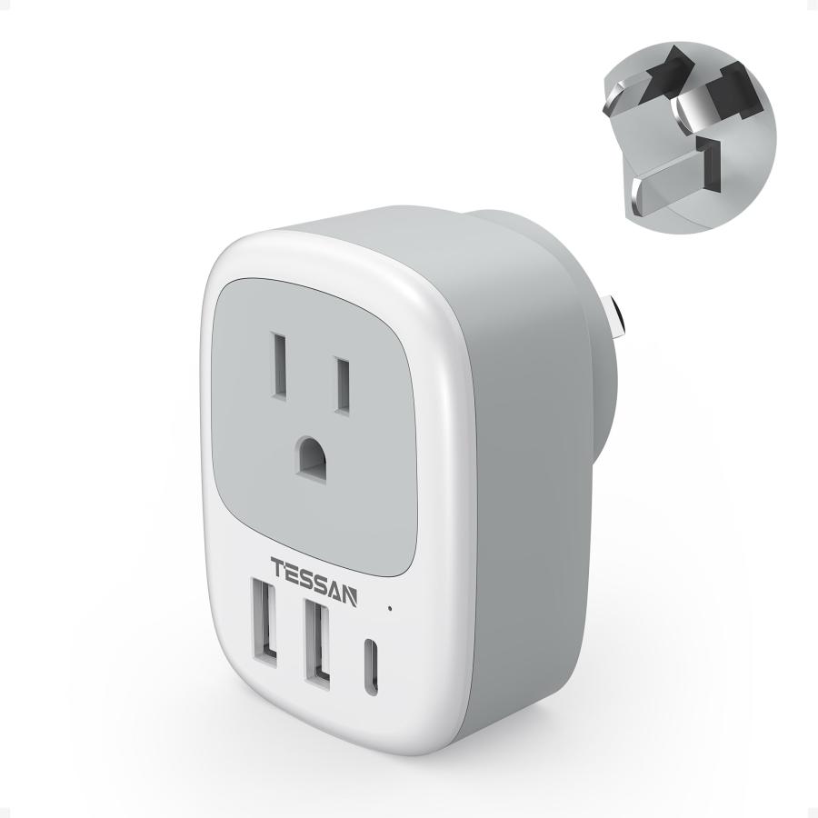 オーストラリア 変換プラグ o型 usb-c付き TESSAN 海外旅行用コンセント 変換 3USBポート オーストラリア/ニュージーランド/中国/（Yahoo!・トモポコYahoo!店）