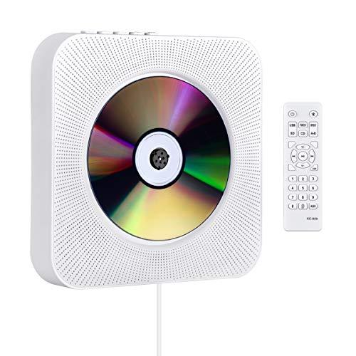 壁掛け＆置き式ポータブルCDプレーヤー 1台多役 LEDディスプレイ付き CDプレーヤー 壁掛け ディスクプレーヤー 1台多役 bluetooth Gueray