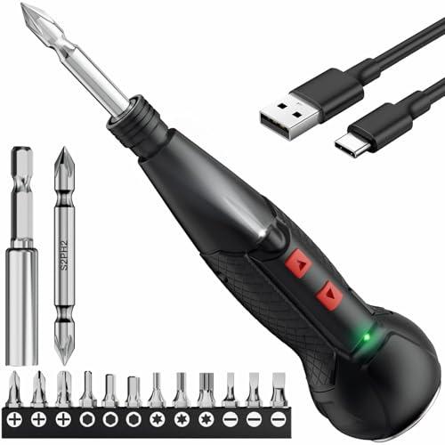 AAL 電動ドライバー 小型 携帯 手持ち Type-C USB充電式 人間工学設計 滑り止め 軽量 手動兼用 高輝度LEDライト 正逆転切り替え 初心者対応 操作簡単