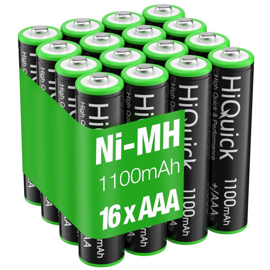 HiQuick 単4充電池セット 16本 ニッケル水素電池 約1200回循環充電 1100mAh 単四充電池 ni-mh 大容量 単4電池 充電式（Yahoo!・トモポリYahoo!店）