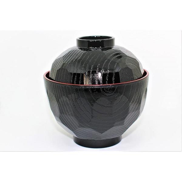 汁椀 KATU フタ付 亀甲 吸物椀 黒内朱 食洗機対応 : Tomorrow Life