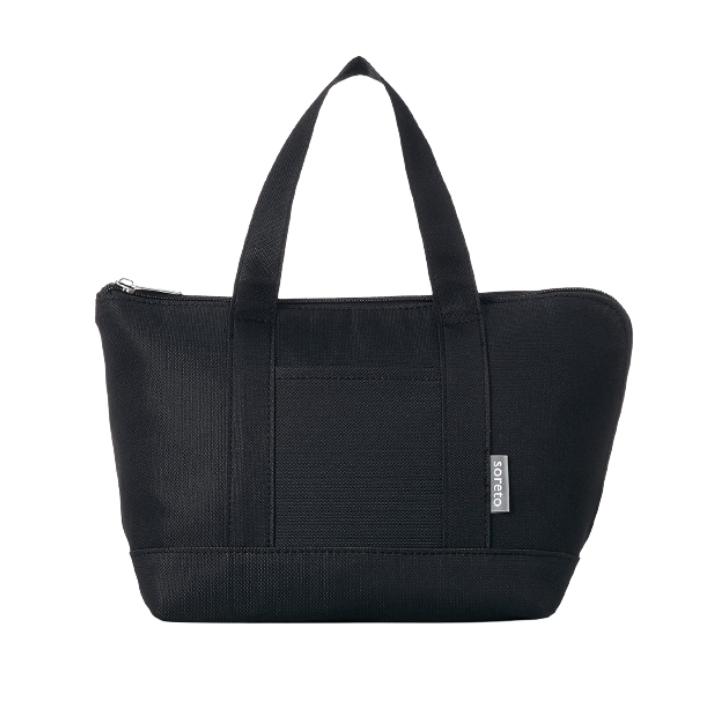 お弁当バック ランチバッグ お弁当入れ 保冷 メッシュポケット付 ブラック シンプル