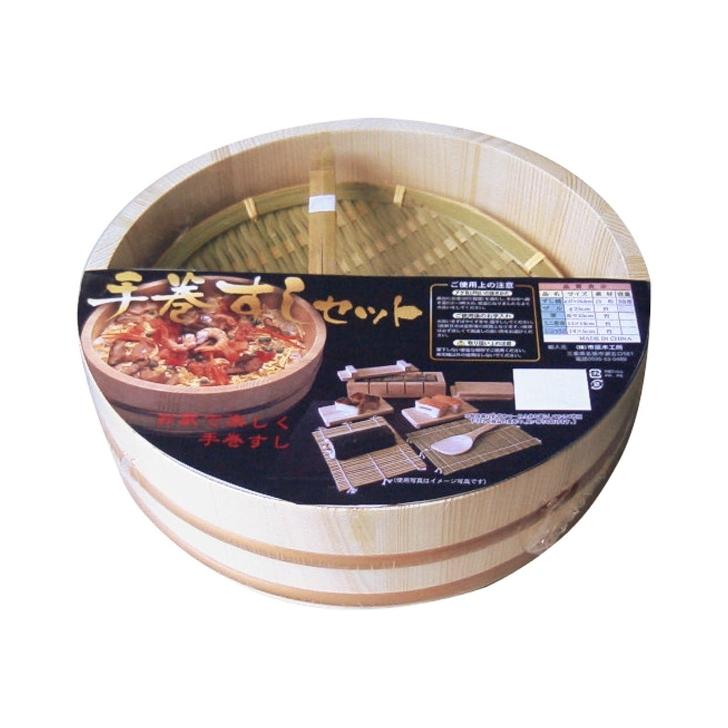 市原木工所 寿司桶セット 27cm 3合用 寿司桶 ザル 箸 ミニ巻寿