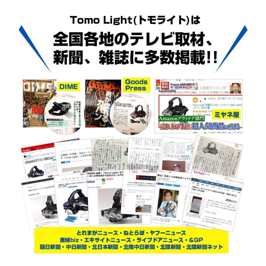 ヘッドライト LED 夜釣り Tomo Light トモライト ヘッデン 釣り LEDヘッドライト キャンプ アウトドア ヘルメット 18650  充電式 ヘッドランプ :CMA-1001LT2:TOMOS ヤフーショッピング店 - 通販 - Yahoo!ショッピング
