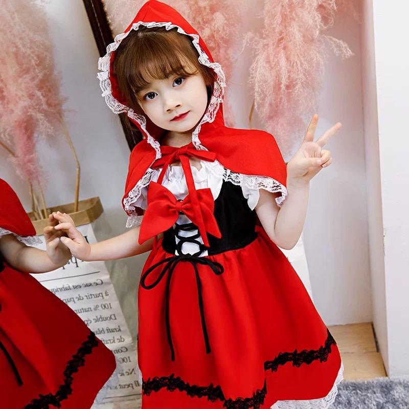 子供 女の子 赤ずきん コスプレ衣装 赤ずきんドレス ワンピース リボン