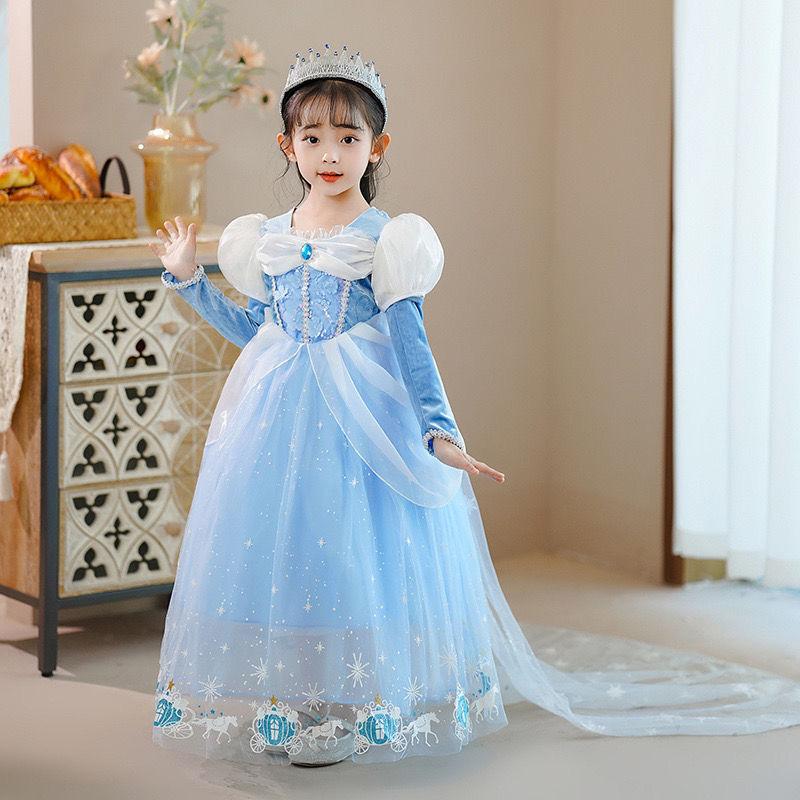 子供 シンデレラ　4点セット　プリンセス コスチューム キッズ 　お誕生日　パーティー　ハロウィン 仮装 結婚式 衣装 女の子 100 110 120 130　140　150｜tomowan｜02