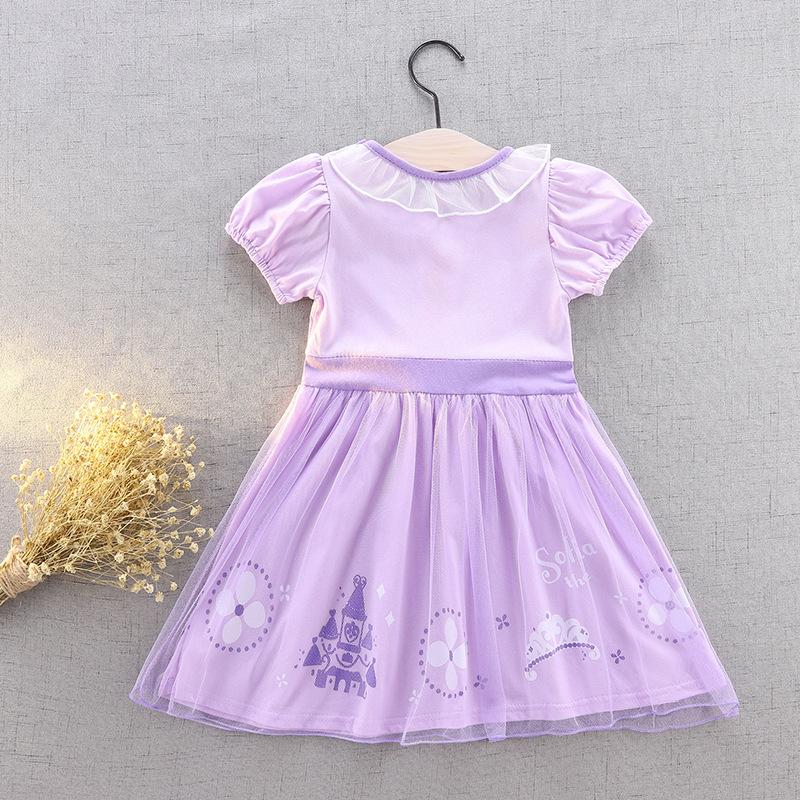 女の子大人気　紫ソフィアパープル　 プリンセスドレス 発表会 ガールズ 半袖　綿素材 ワンピース お姫様 子供 ドレス90cm〜130cm 衣装 |  | 01