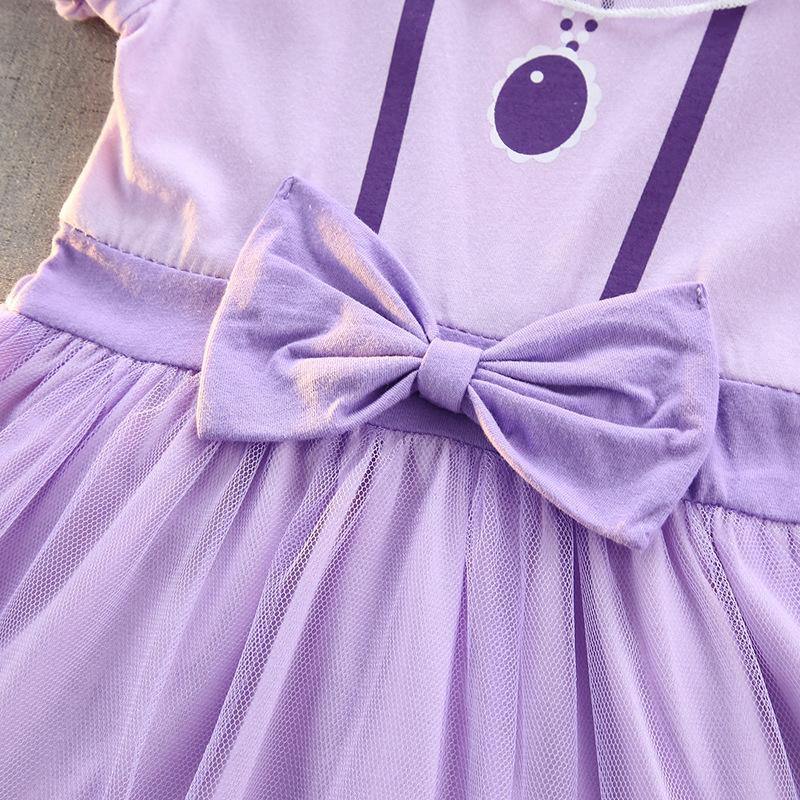 女の子大人気　紫ソフィアパープル　 プリンセスドレス 発表会 ガールズ 半袖　綿素材 ワンピース お姫様 子供 ドレス90cm〜130cm 衣装 |  | 02