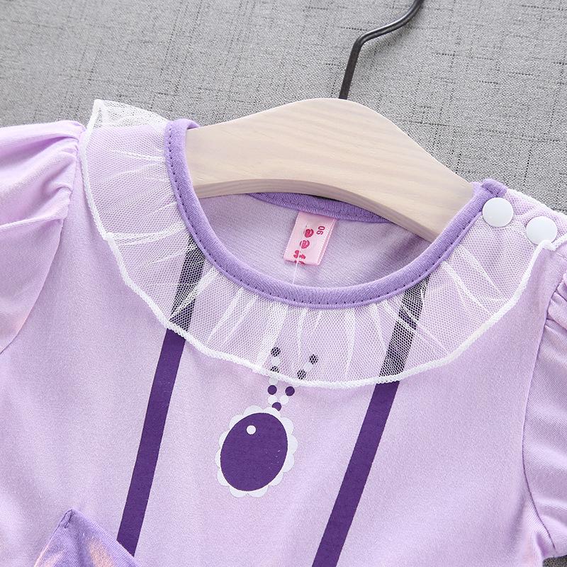 女の子大人気　紫ソフィアパープル　 プリンセスドレス 発表会 ガールズ 半袖　綿素材 ワンピース お姫様 子供 ドレス90cm〜130cm 衣装 |  | 03