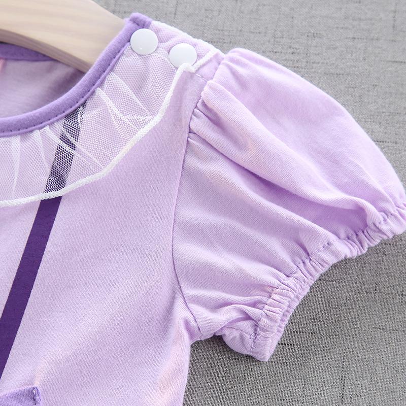 女の子大人気　紫ソフィアパープル　 プリンセスドレス 発表会 ガールズ 半袖　綿素材 ワンピース お姫様 子供 ドレス90cm〜130cm 衣装 |  | 04