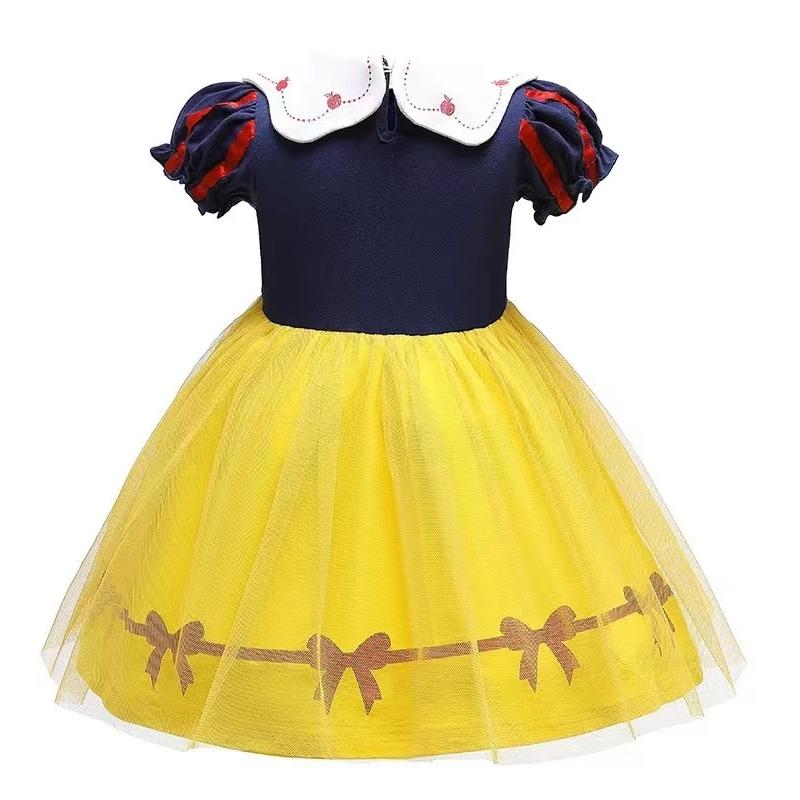 大人気 普段着 ワンピース ドレス 白雪姫ドレス プリンセス お姫様 子供服 コットン ハロウィン コスプレ 仮装 コスチューム イエロー ガールズ Baki Pinkstripes Org