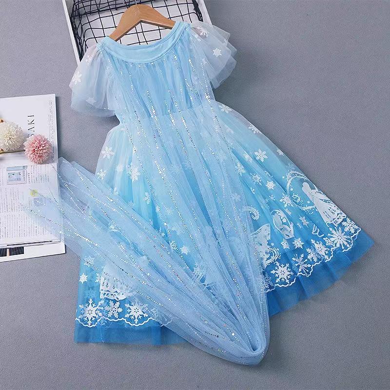 子供プリンセスマント付きドレス エルサ仮装 女の子 ハロウィン