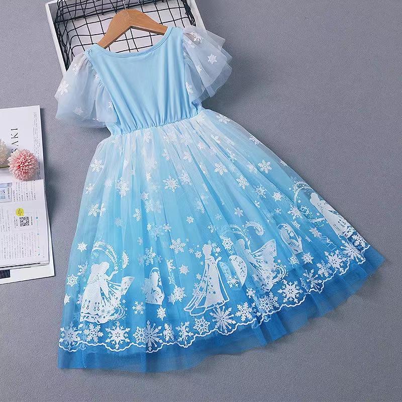 子供プリンセスマント付きドレス エルサ仮装 女の子 ハロウィン