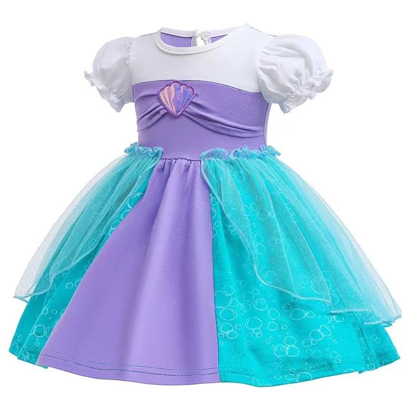 アリエル プリンセス ワンピース 普段着 半袖 綿素材90cm-130cm : トモ