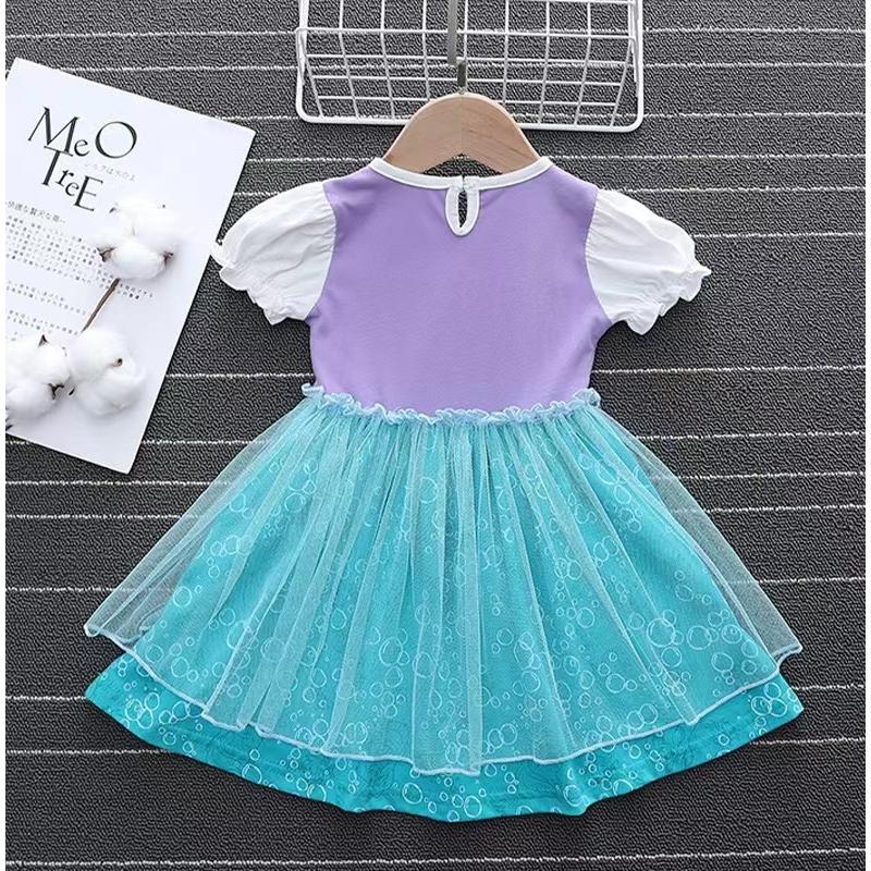 アリエル プリンセス ワンピース 普段着 半袖 綿素材90cm-130cm : トモ