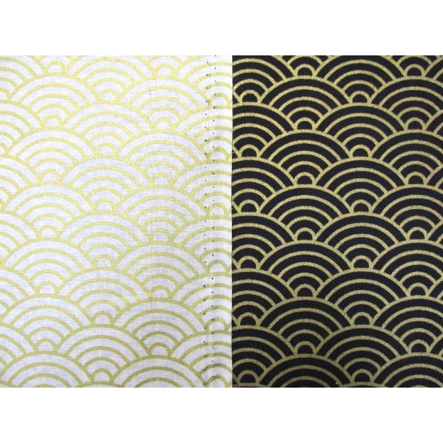 和柄 波 青海波柄 ゴールドラメ入り シーチング生地 63 1 ともや手芸店 通販 Yahoo ショッピング