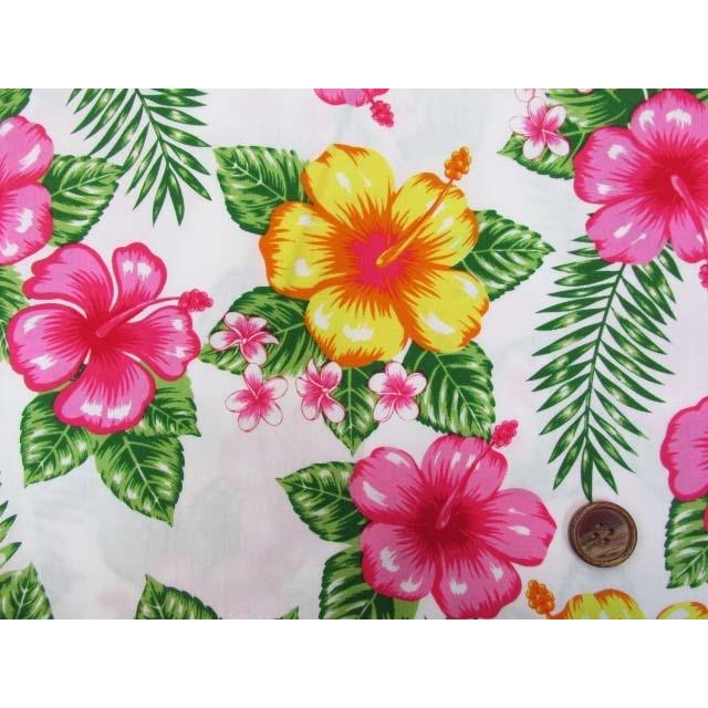ハワイアン ハイビスカス柄 ブロード生地 8600 90 ともや手芸店 通販 Yahoo ショッピング