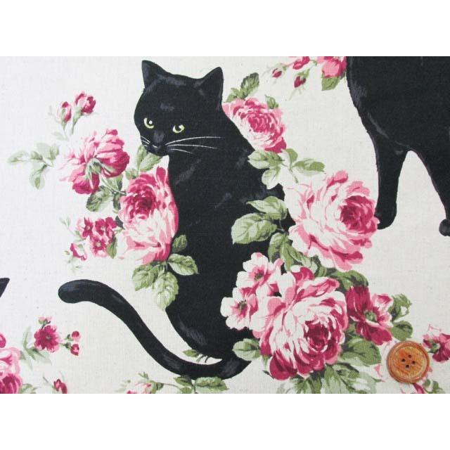 綿麻キャンバス 黒猫とローズ 花柄 Kp9063 2 ともや手芸店 通販 Yahoo ショッピング