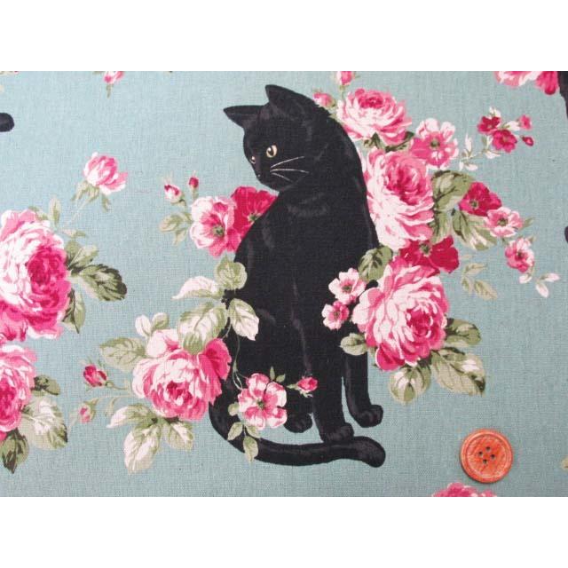 綿麻キャンバス 黒猫とローズ 花柄 Kp9063 2 ともや手芸店 通販 Yahoo ショッピング