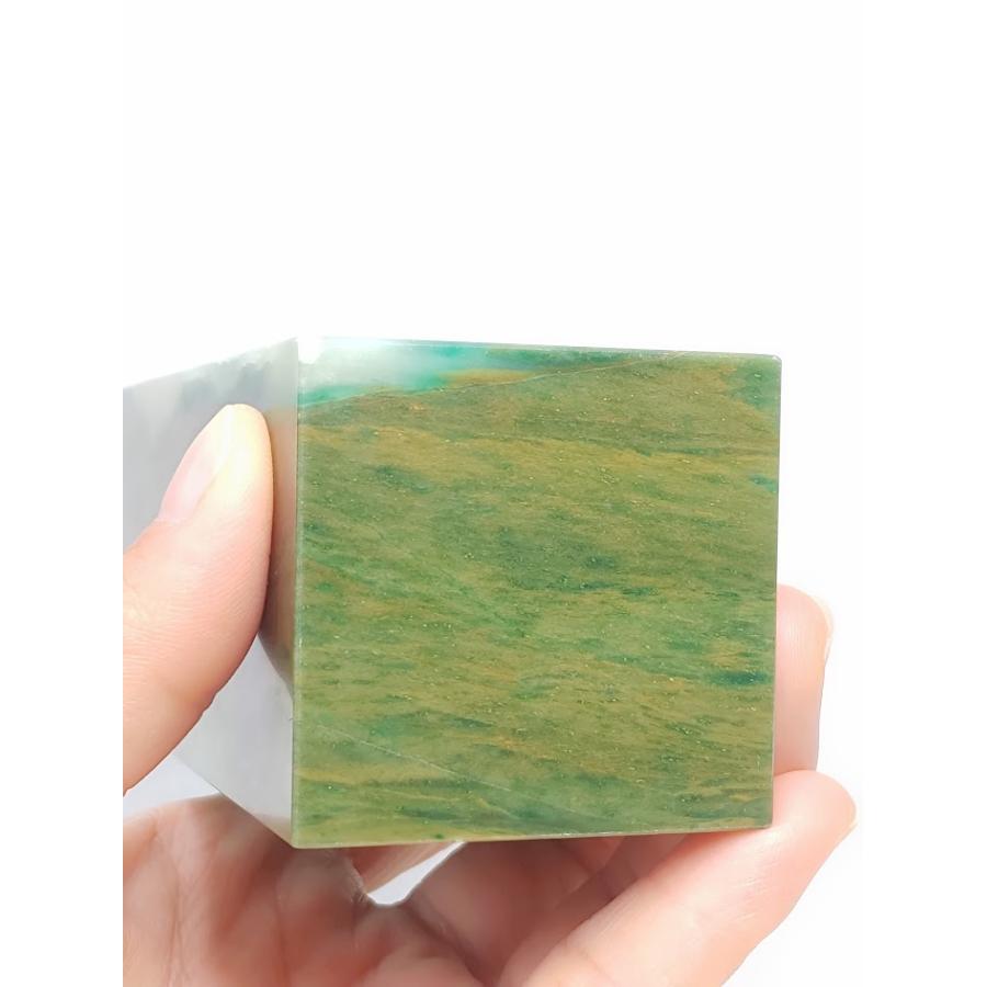 角印材(3)広東緑凍石 大きい角印 4.6x4.8x12cm 795g 中国