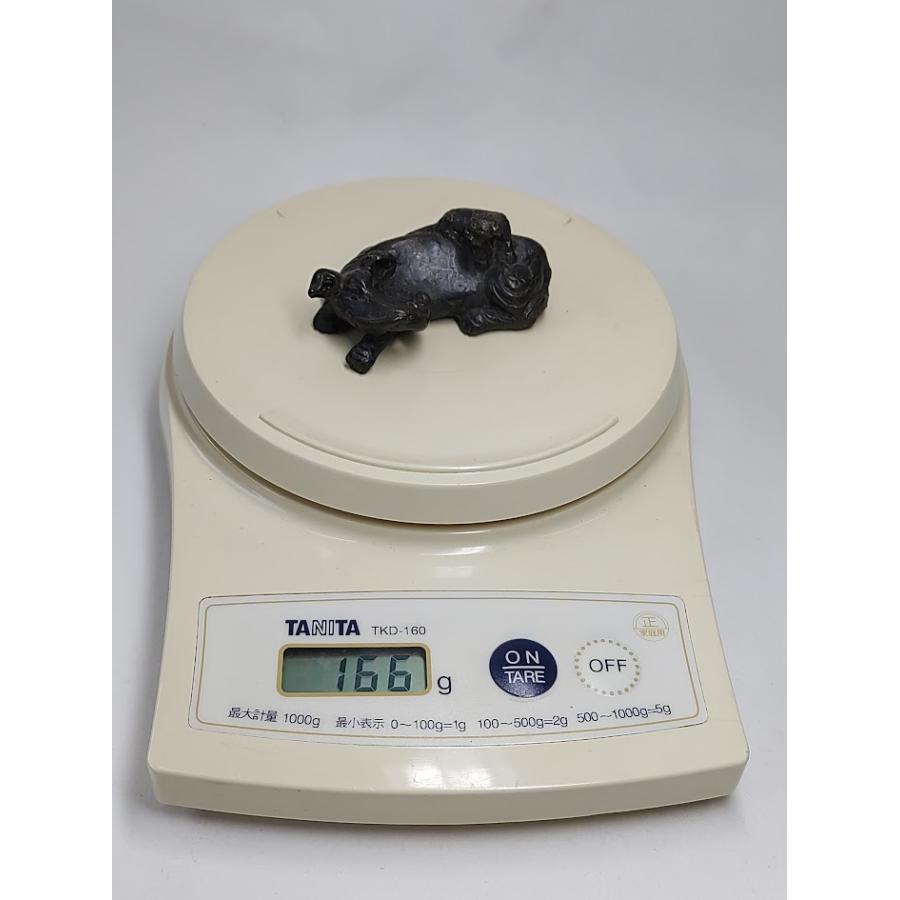 銅製文鎮象と獅子】166g 90年代仕入 布箱入 単品 筆置き 文鎮 銅製