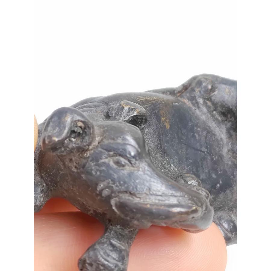 銅製文鎮象と獅子】166g 90年代仕入 布箱入 単品 筆置き 文鎮 銅製