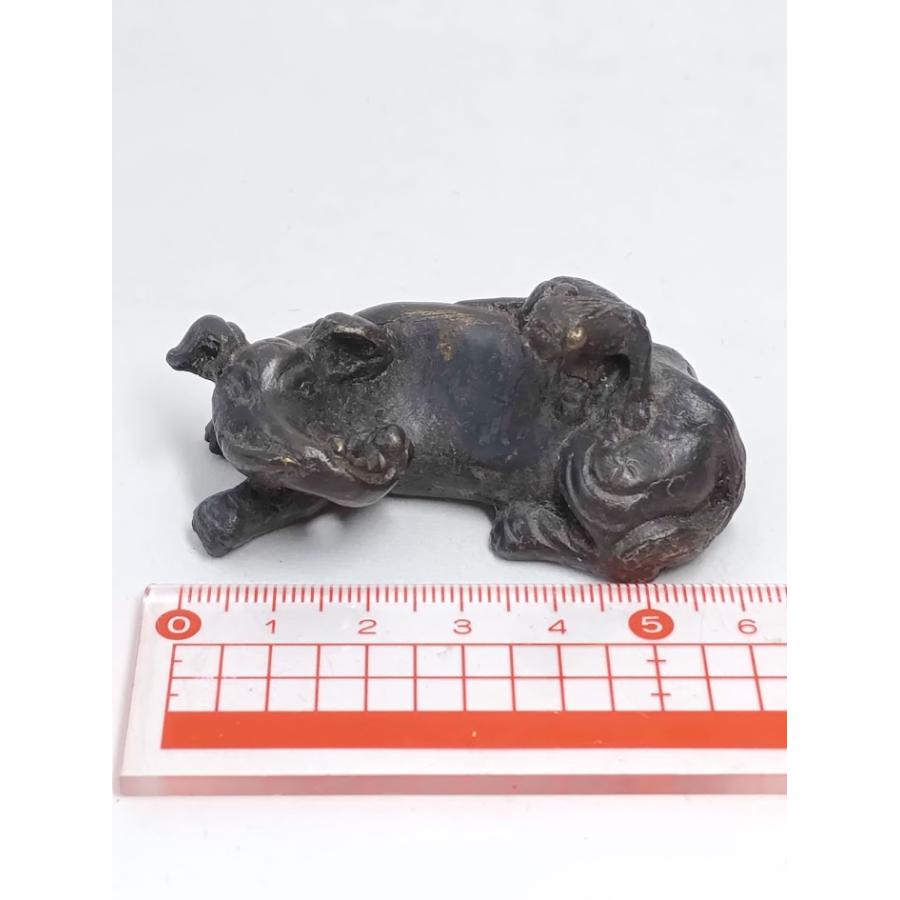 銅製文鎮象と獅子】166g 90年代仕入 布箱入 単品 筆置き 文鎮 銅製