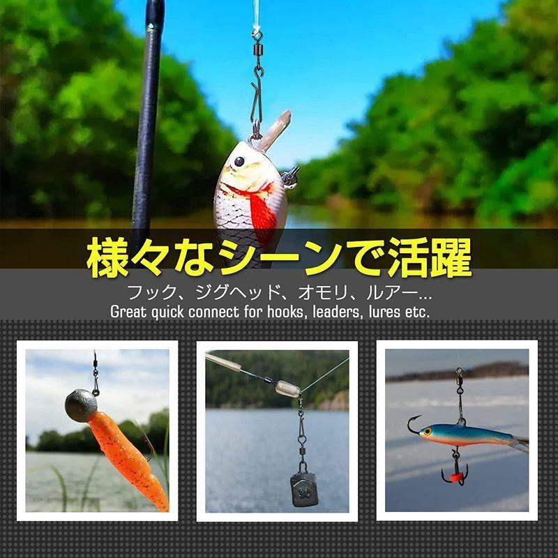 独創的 釣り仕掛け 仕掛け用品 Qishuo ローリング 強度 サルカン スイベル スナップ ステンレス ルアー サルカン スナップ 青物 一手 アジング エギング ワンタ