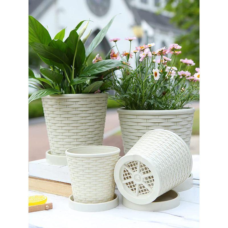 大きな割引 おしゃれ プランター プラスチック製 植木鉢 北欧風 庭 インテリア ハーブ適用 バラ 観葉植物 多肉 花 鉢植え ポット 排水穴トレイ付き 植木鉢 Www Theopengate Org Il