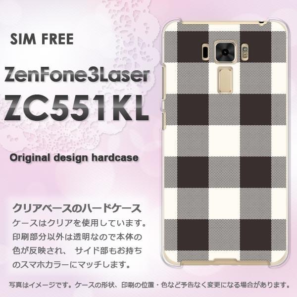 ゆうパケ送料無料 Zen Fone3 Laser ZC551KL ハードケース デザイン  チェック2（白）/zc551kl-M855｜tomsawyer-shop