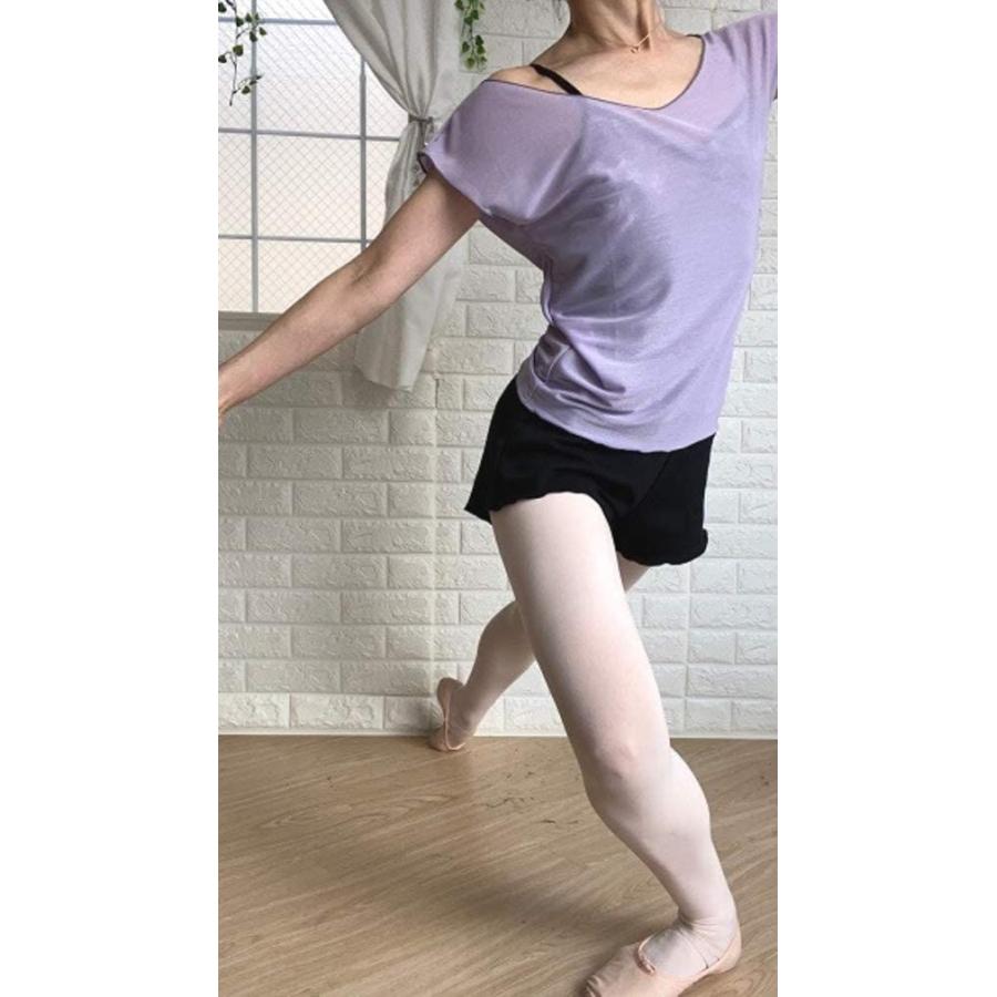 バレエ 社交ダンス トップス フレンチスリーブ 日本製 ドレープラインが美しい優しい装いを実現できるトップス（4色） (パープル)｜tomtomshop55｜08