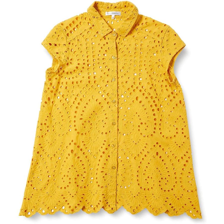 ラウンド スカラップエンブロイダリーレース半袖シャツ カミーチェ ナラ 10 91 04 036 号 日本サイズ11 L 日本 イエロー レディース シャツ ブラウス