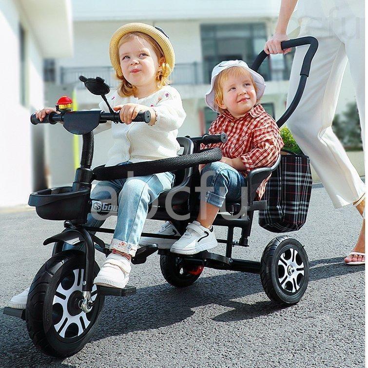 二人乗り 三輪車 ベビーカー 双子用 子供用 自転車 補助棒付き 二人乗り 三輪車 ベビーカー 双子用 子供用 自転車 補助棒付き