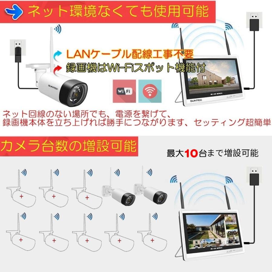 特典付】防犯カメラ ワイヤレス 屋外 カメラ2台〜 容量1TB