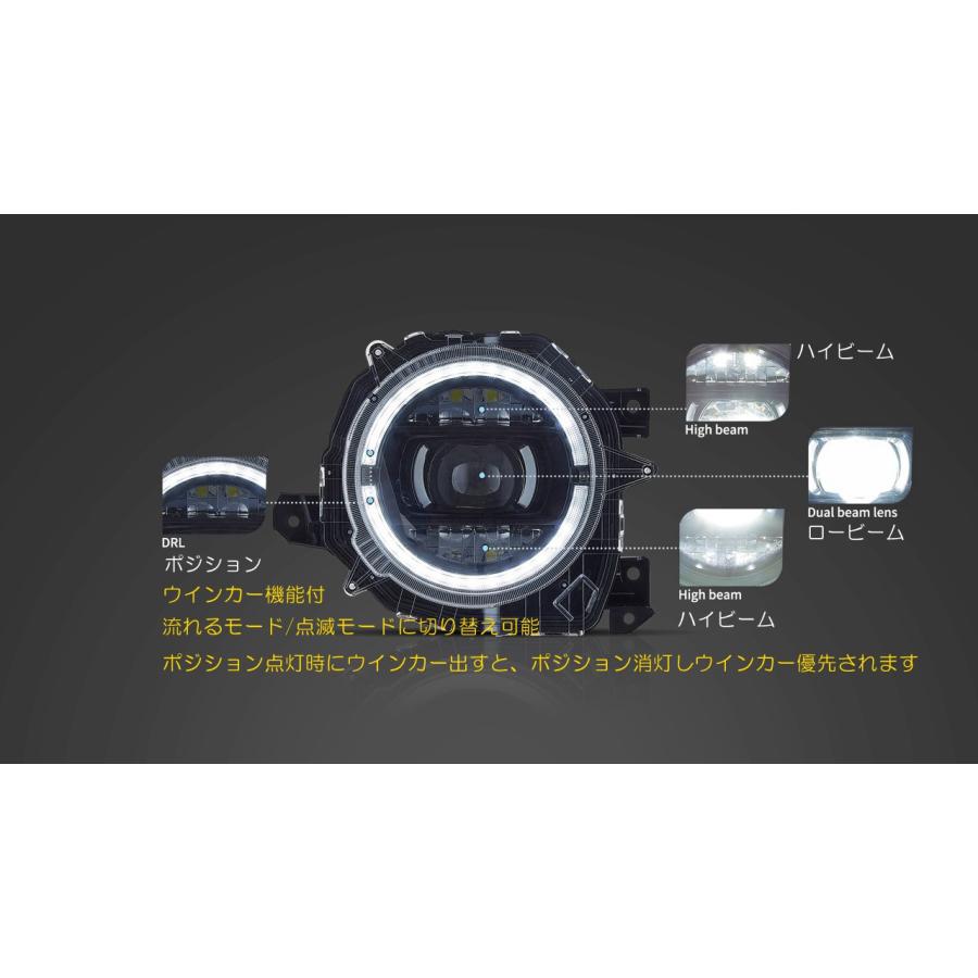 VLAND ジムニー JB64W ジムニーシエラ JB74W LEDプロジェクターヘッドライトユニット 左右 オープニング機能付オンオフ切替可能 流れるウィンカー機能の画像