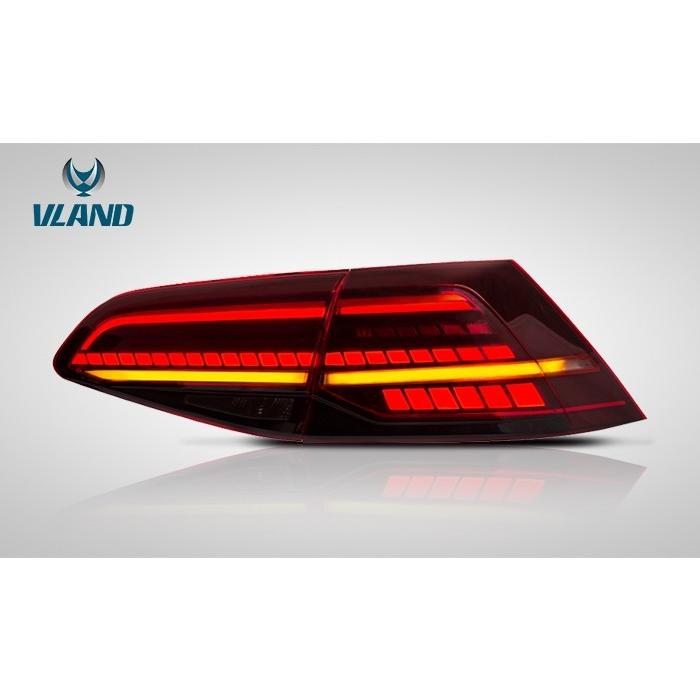 VW ゴルフ7 社外テールランプ VLAND製 シーケンシャルウィンカー フォルクスワーゲン VLAND ゴルフ7 LEDテールランプ 流れる
