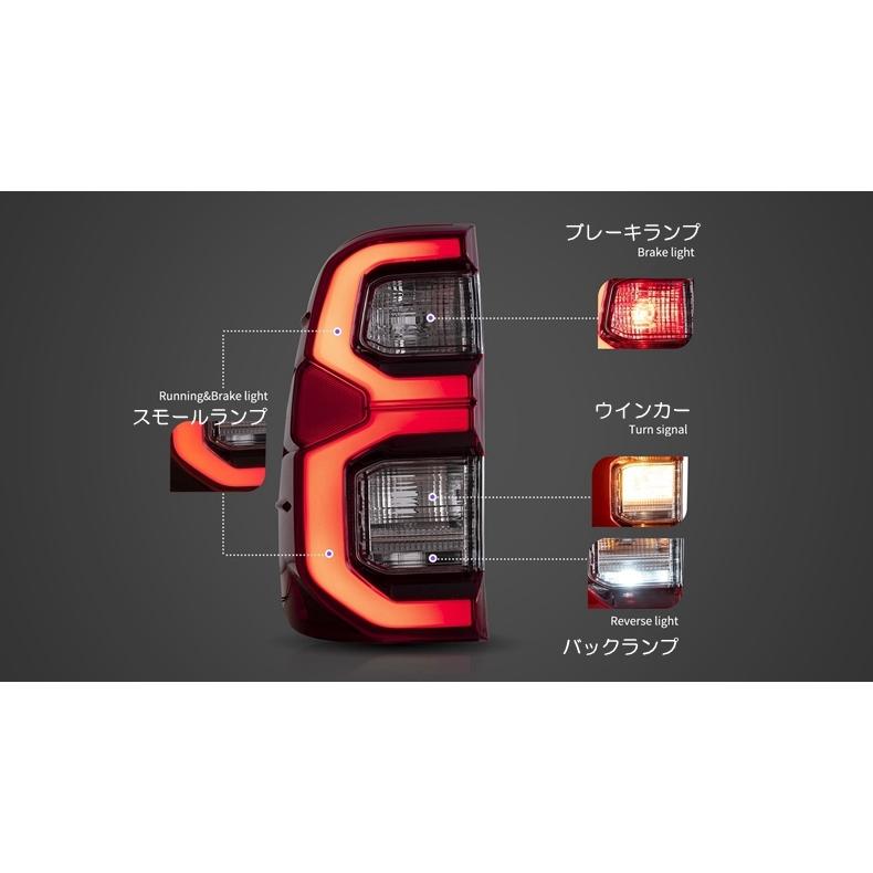 ハイラックス VLAND GUN125 LEDテールランプ 後期純正仕様 レッド 