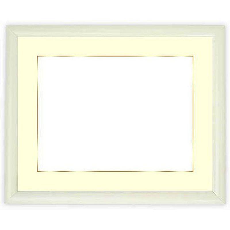 写真用額縁 713/白 A2(594×420mm) ガラス マット付(金色細縁付き) マット色:黒