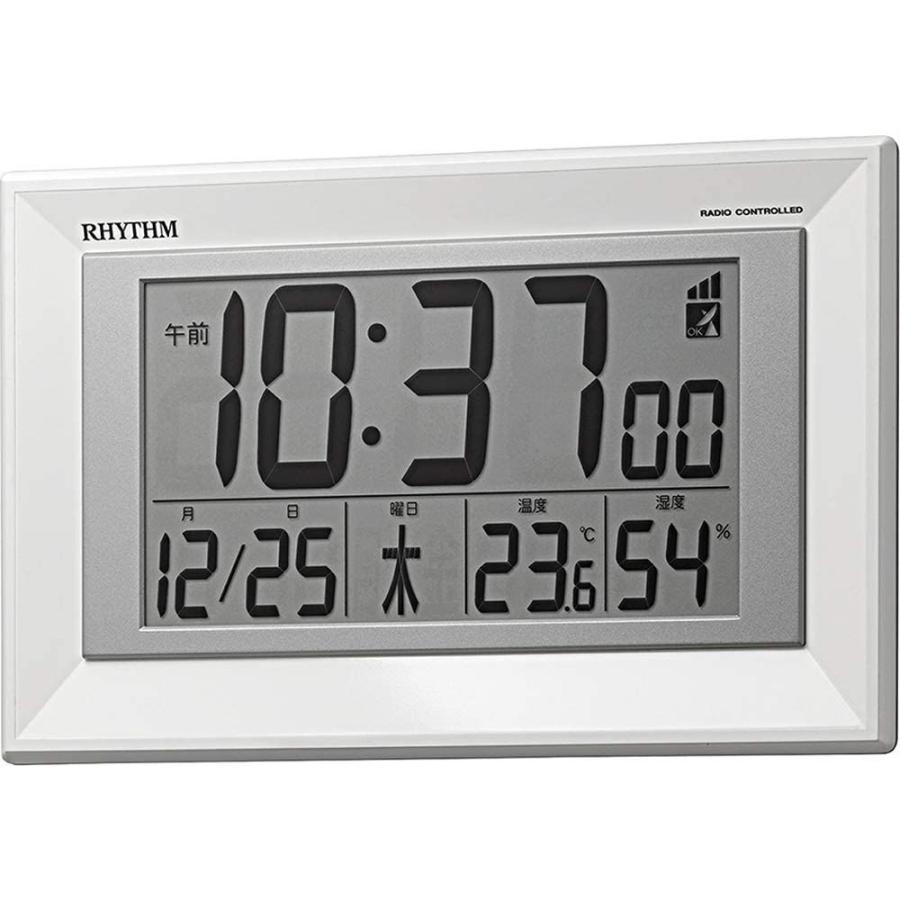 リズム(RHYTHM) 掛け時計 白 16.4x25.5x2.9cm 電波 デジタル 置き掛け兼用 温度 湿度 カレンダー 8RZ204SR｜tomy-zone｜06