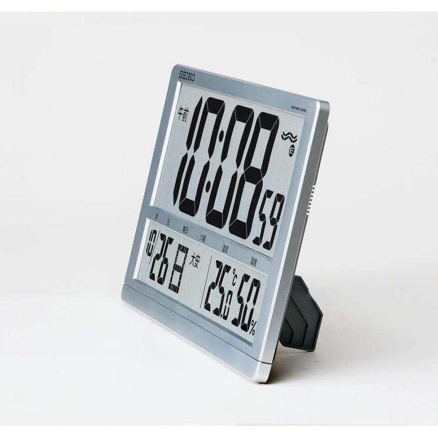 セイコー クロック 掛け時計 置き時計 兼用 電波 デジタル カレンダー 六曜 温度 湿度 表示 大型 銀色 メタリック SQ433S SE｜tomy-zone｜04