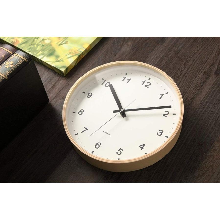 KATOMOKU plywood clock ナチュラル スイープ（連続秒針） km-33M φ252mm (電波時計)｜tomy-zone｜06