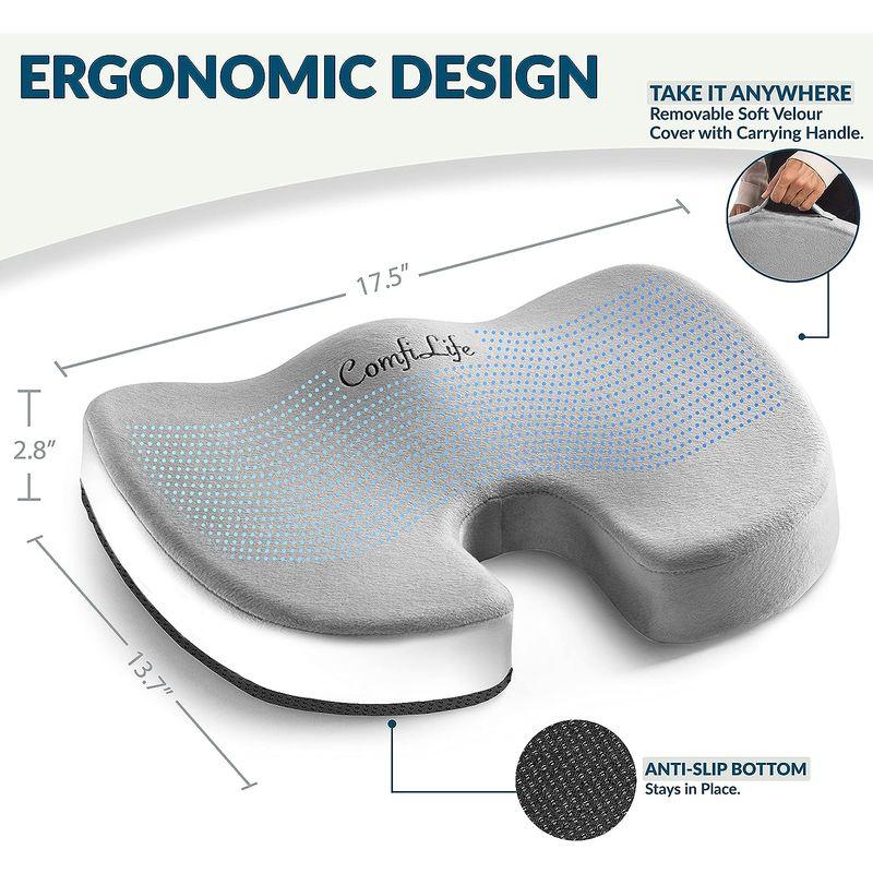 ComfiLife (コンフィライト) ジェル強化シートクッション - 滑り止め 整形外科用 ジェル/低反発 尾骨クッション 尾骨の痛み用｜tomy-zone｜02