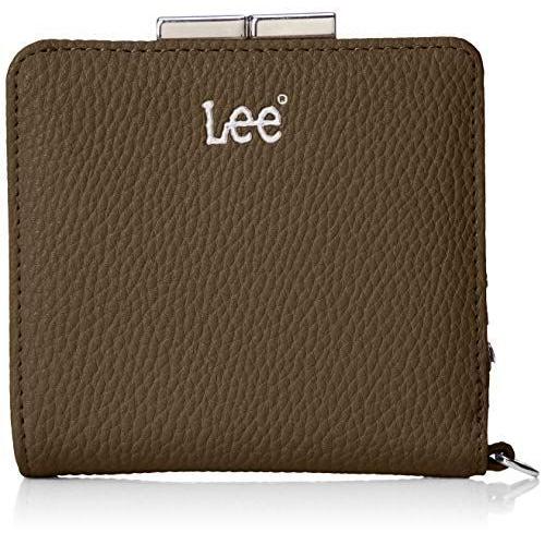超ポイントバック祭 レザー調シボ合皮 Leeロゴシルバー発砲プリント 札入れ リー がま口 カーキ コンパクト ミニ リュック バッグ Oyostate Gov Ng