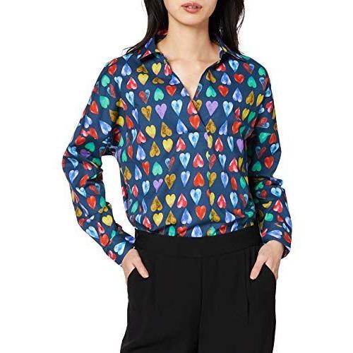 ナラ カミーチェ カラフルハートプリントプルオーバー長袖シャツ 10-01-01-070 レディース ネイビー 日本 M (日本サイズ9