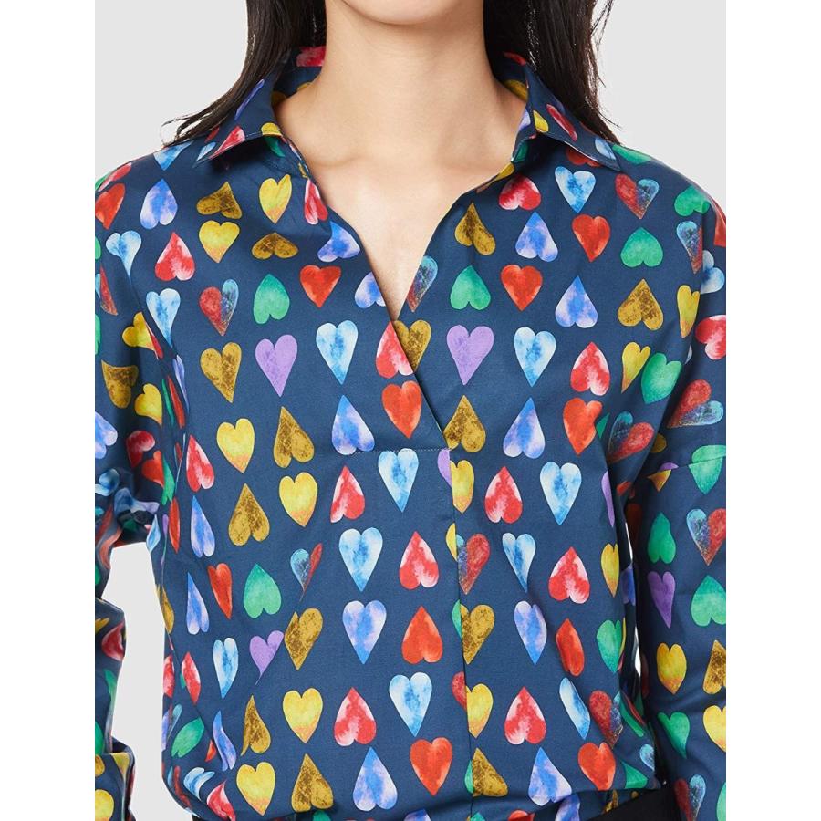 ナラ カミーチェ カラフルハートプリントプルオーバー長袖シャツ 10-01-01-070 レディース ネイビー 日本 M (日本サイズ9 カミーチェ カラフルハートプリントプルオーバー長袖シャツ レディース ネイビー 日本 日本サイズ9